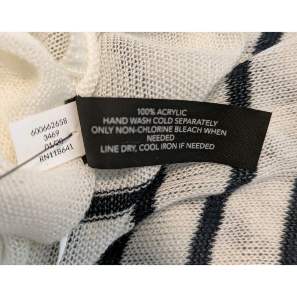 NWT Lane Bryant One Size Ivory Black Striped Open Front Acrylic Knit Kimono - Picture 7 of 7